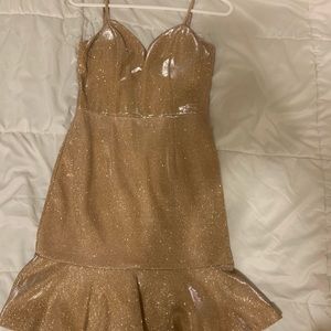 Gold mini dress